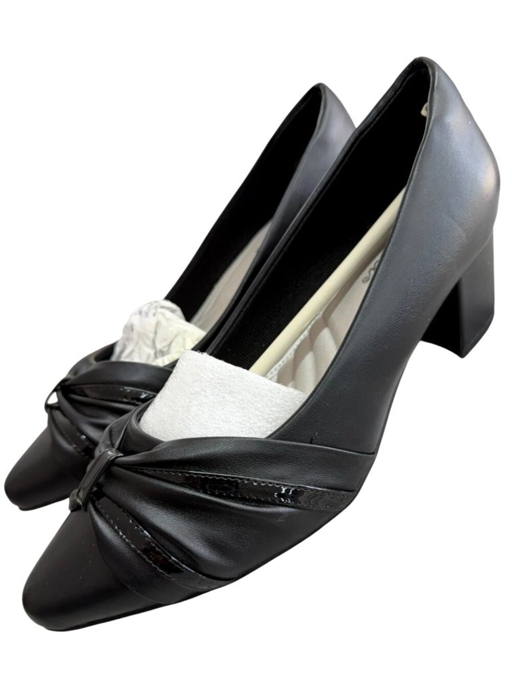 Easy Street Women's Black Low Heel Dress Shoes With Bow Accent 10W NWB